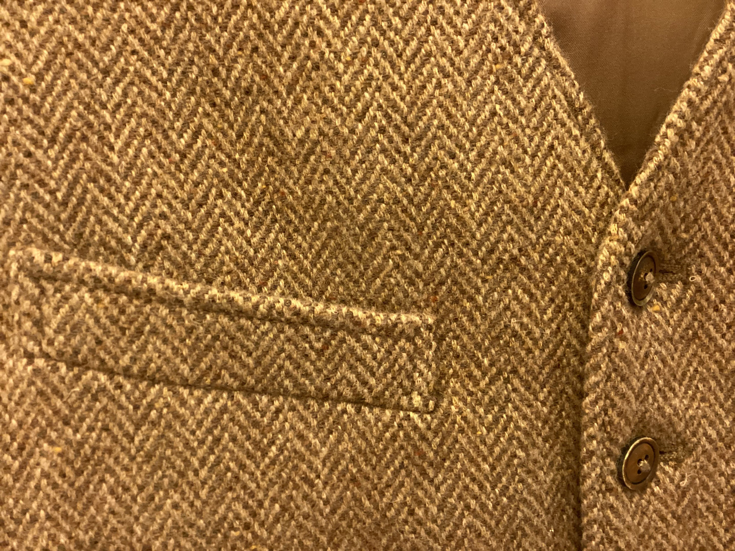 Ralph Lauren Herringbone-Pattern Wool Waistcoat Size L