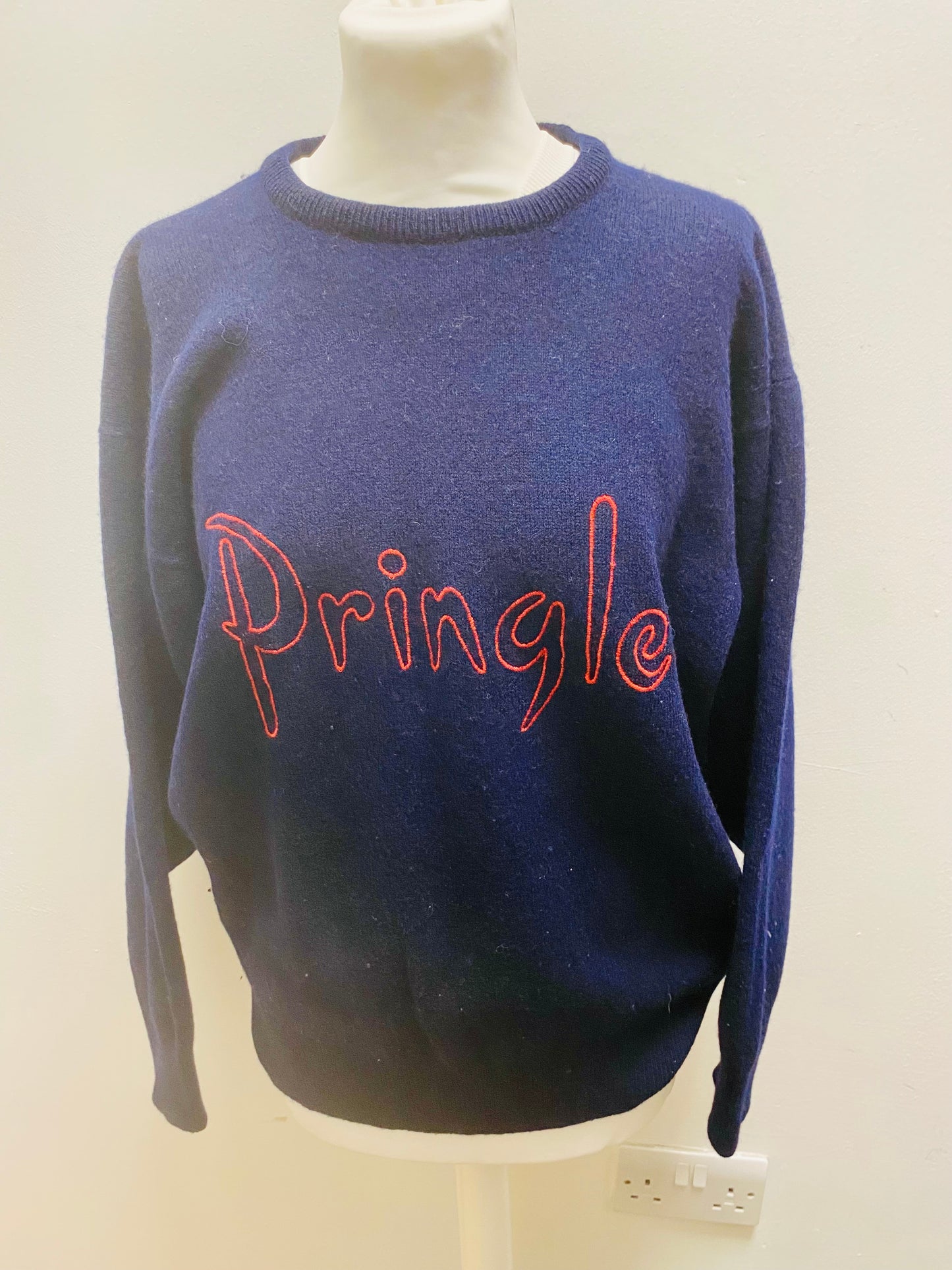 Pringle Jumper Navy Mens Size Medium Unisex 100% Pure New Wool