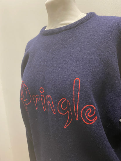 Pringle Jumper Navy Mens Size Medium Unisex 100% Pure New Wool