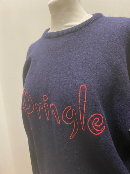 Pringle Jumper Navy Mens Size Medium Unisex 100% Pure New Wool