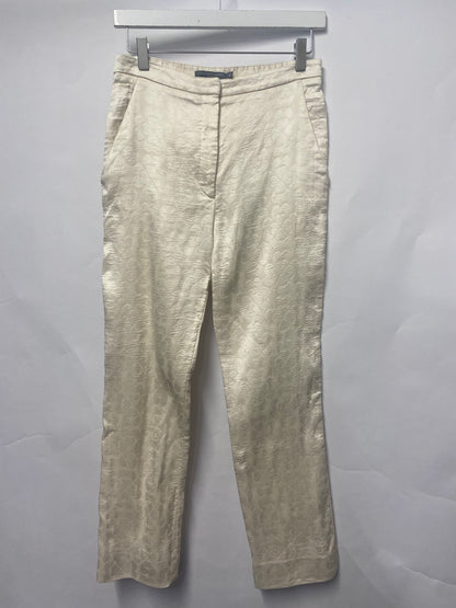 Alexander McQueen Cream Jacquard Clover Trousers 38