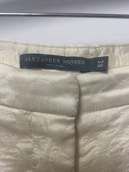 Alexander McQueen Cream Jacquard Clover Trousers 38