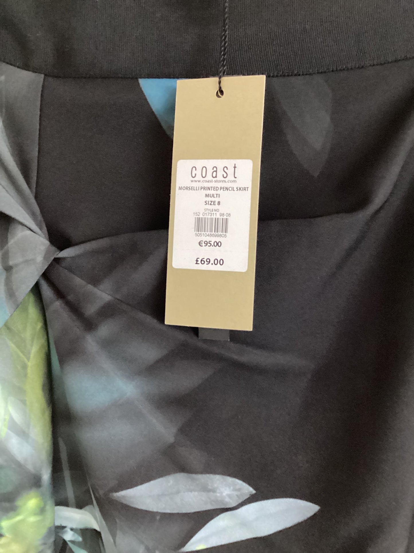 BNWT Coast Morselli Printed Multi Coloured Pencil Skirt Size 8