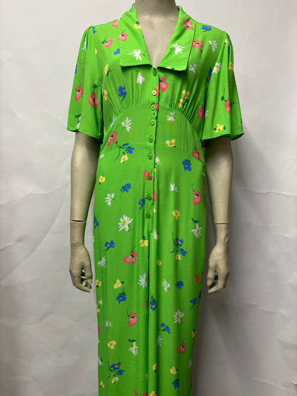 Nobody's Child Green Short Sleeved Floral Jumpsuit 8 NWOT