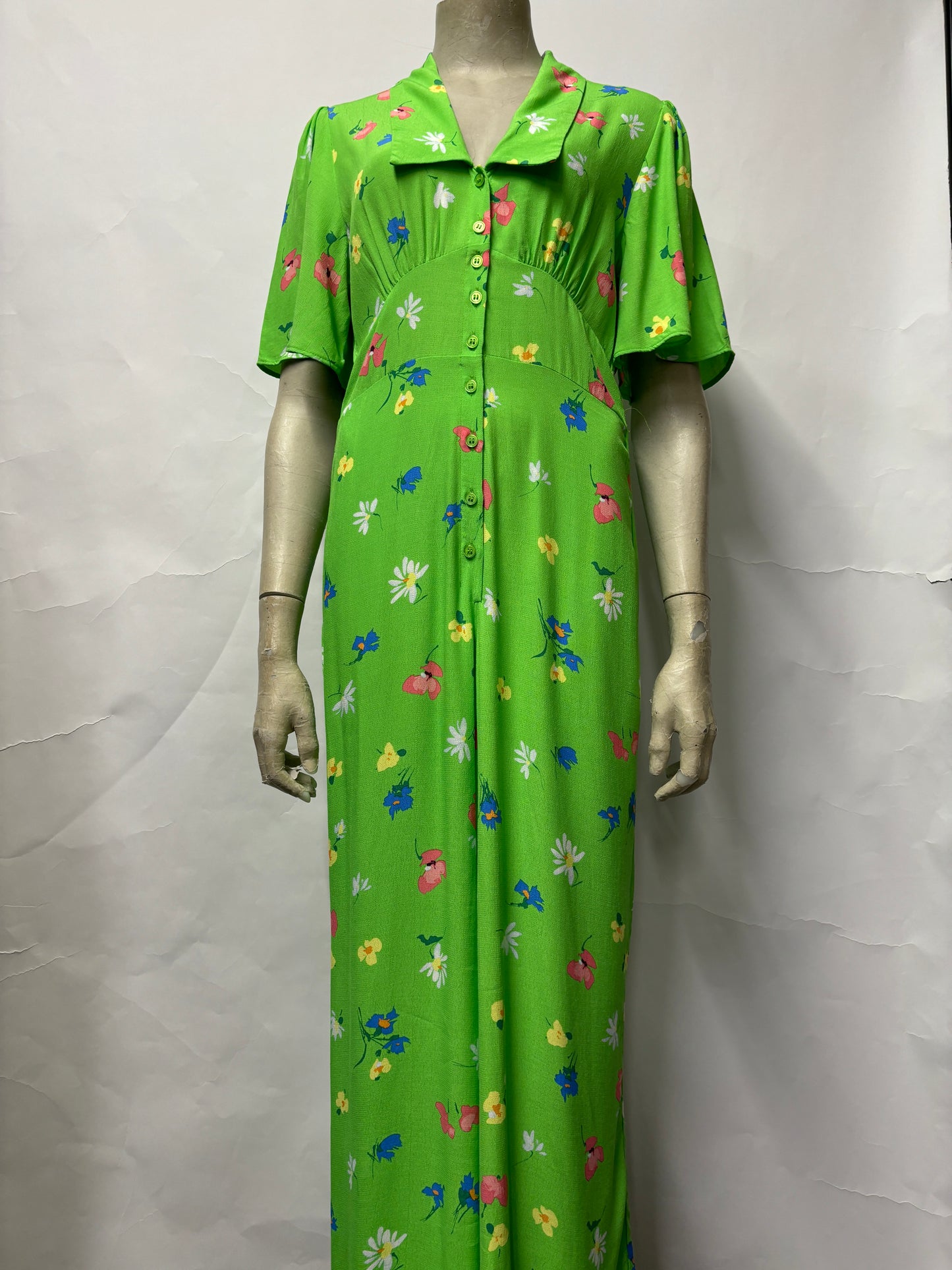 Nobody's Child Green Short Sleeved Floral Jumpsuit 8 NWOT