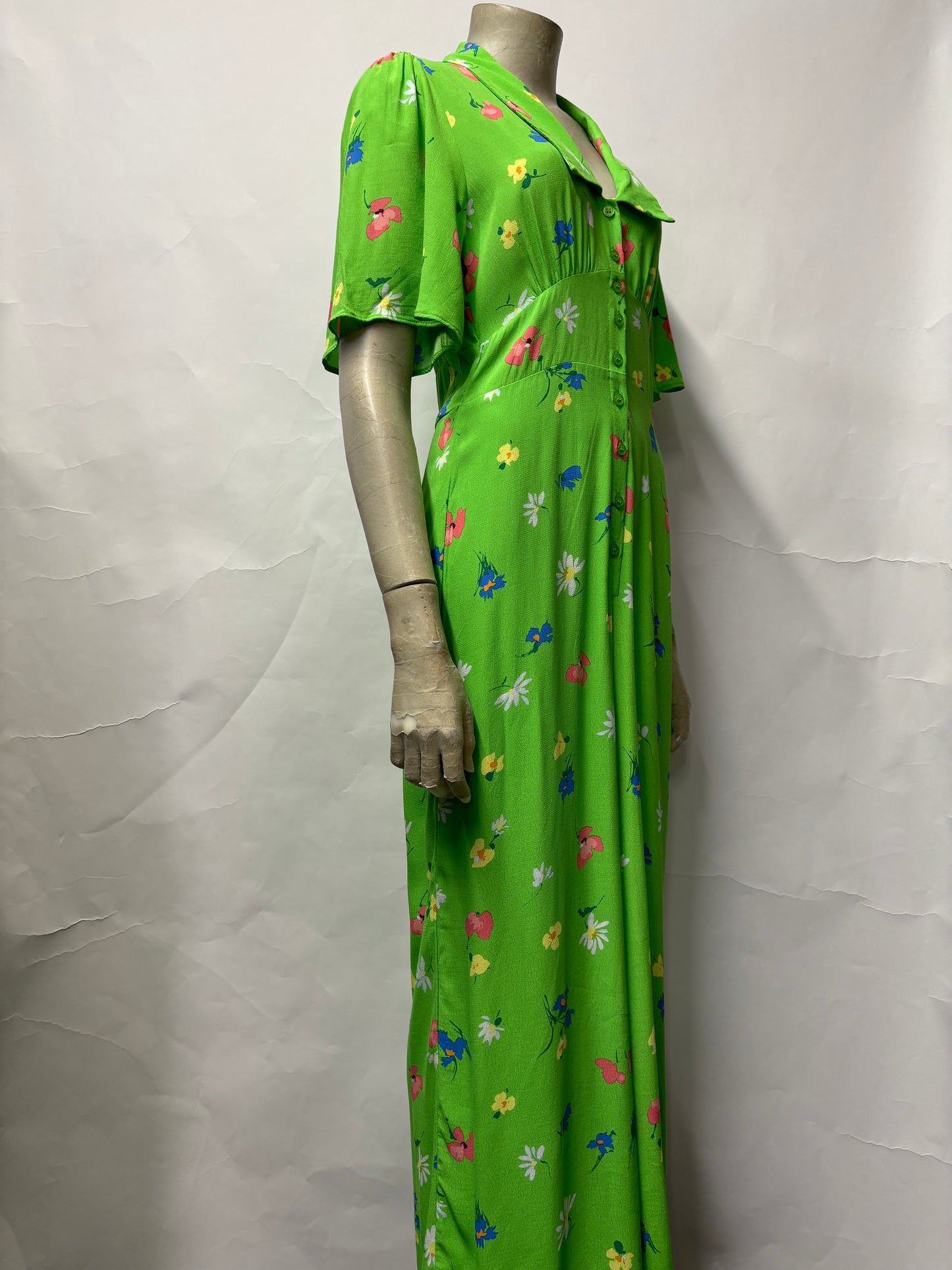 Nobody's Child Green Short Sleeved Floral Jumpsuit 8 NWOT