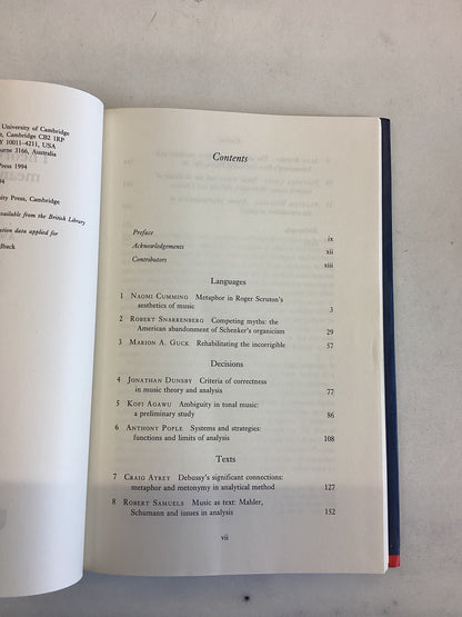 Theory Analysis Meaning in Music Edited By Anthony Pople