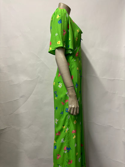 Nobody's Child Green Short Sleeved Floral Jumpsuit 8 NWOT