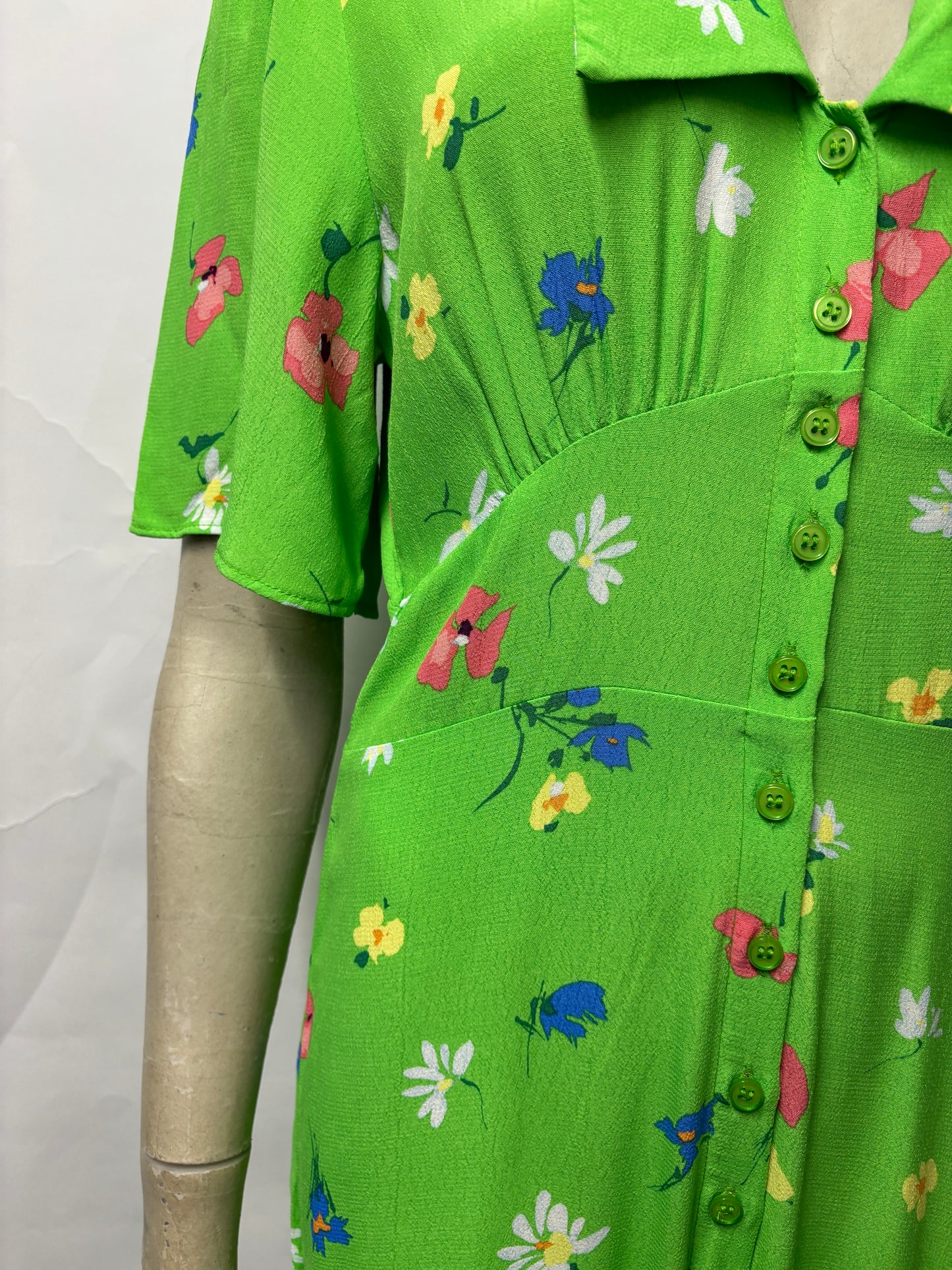 Nobody's Child Green Short Sleeved Floral Jumpsuit 8 NWOT