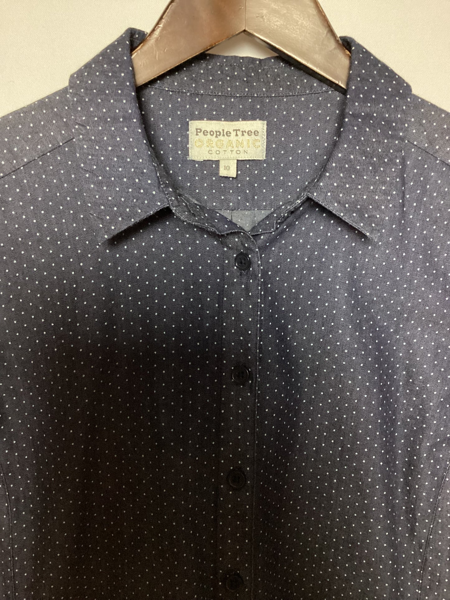 People Tree 100% Organic Cotton Dot Shirt with Pockets Size 10