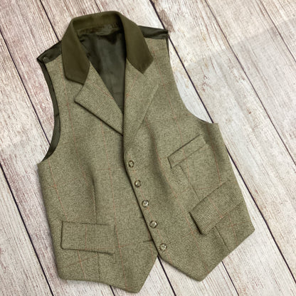 House Of Bruar Green 100% Pure New Wool Waistcoat Size 14