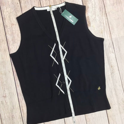 BNWT Green Lamb Black Button Up Waistcoat Tank Top Knit Size 18