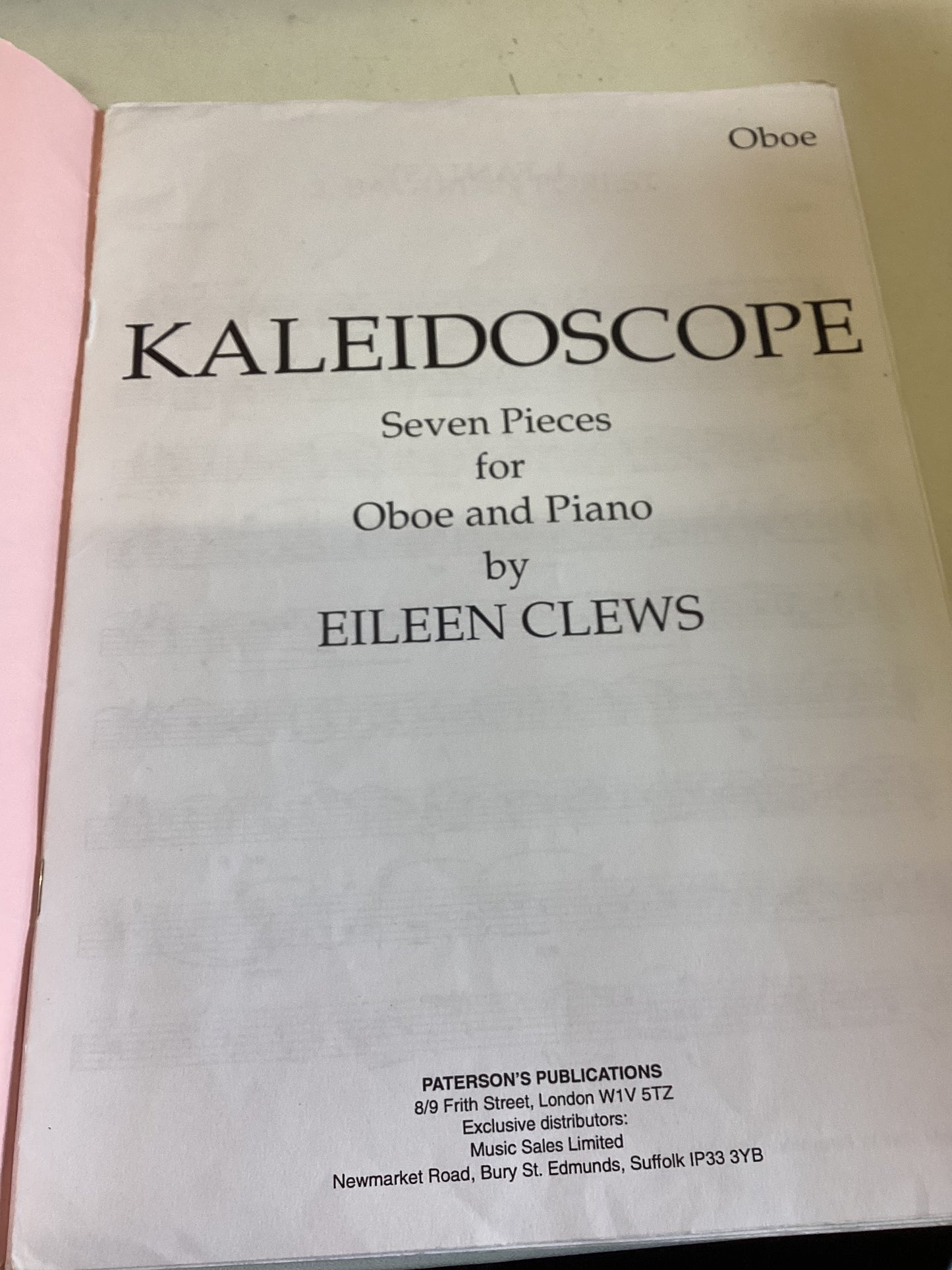 Kaleidoscope Seven Pieces For Oboe and Piano By Eileen Clews
