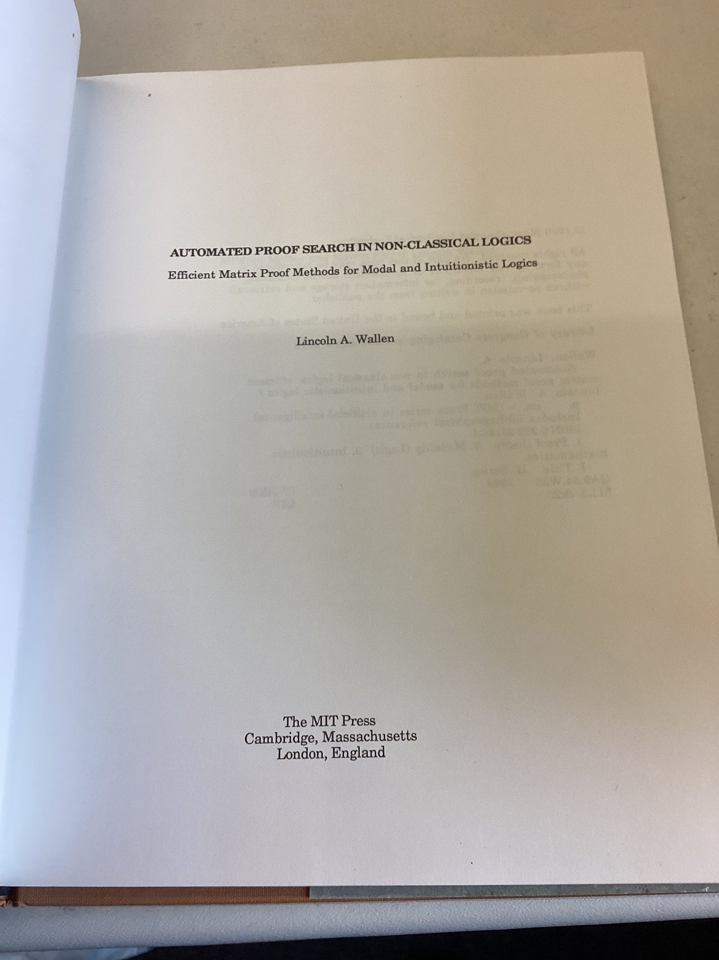 Automated Deduction In Nonclassical Logics Lincoln A Wallen