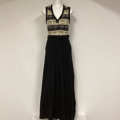 Reldan Black Cream Vintage Button Down Maxi Dress Size 12