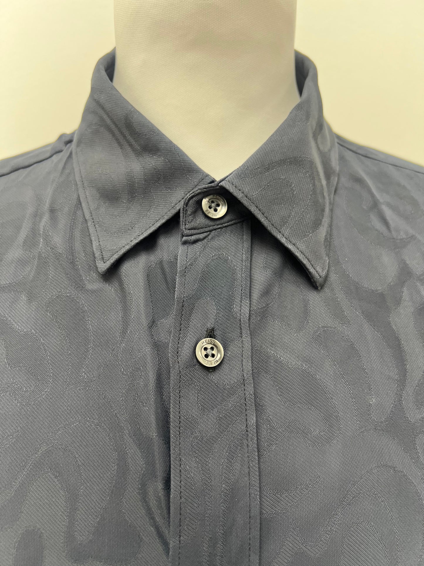 Reiss Blue Patterned Dress Shirt Size Large