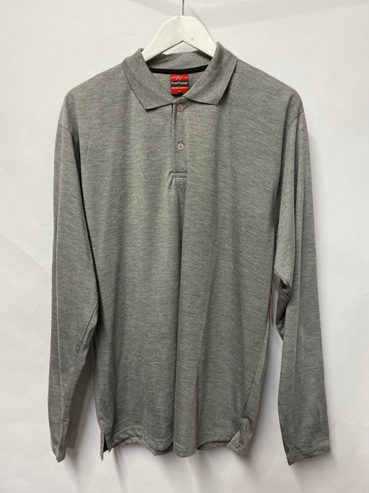 Pure Vintage Grey Long Sleeve Polo Shirt Large BNWT