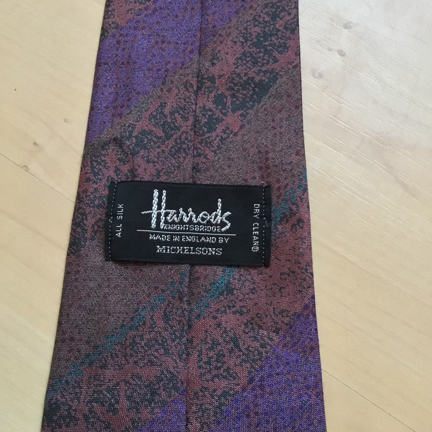 Harrods Made in England Multicoloured Purple All Silk Tie