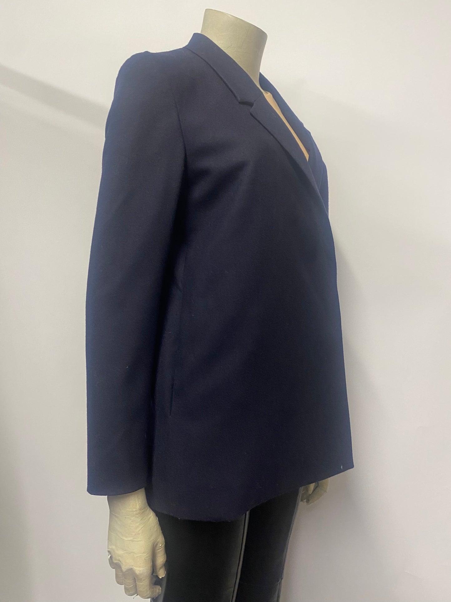COS Navy Wool Concealed Button Blazer Jacket 6