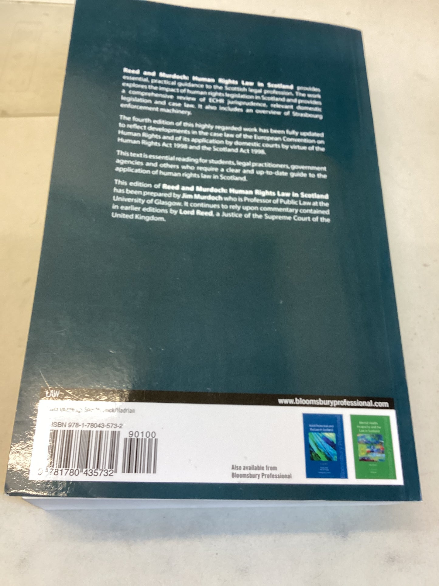 Reed and Murdoch: Human Rights Law In Scotland Fourth Edition Jim Murdoch
