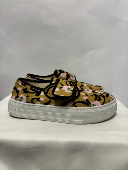 Marimekko Beige and Black Floral Platform Trainers 7