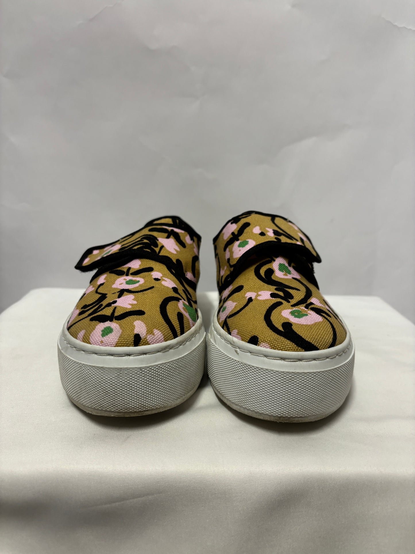 Marimekko Beige and Black Floral Platform Trainers 7