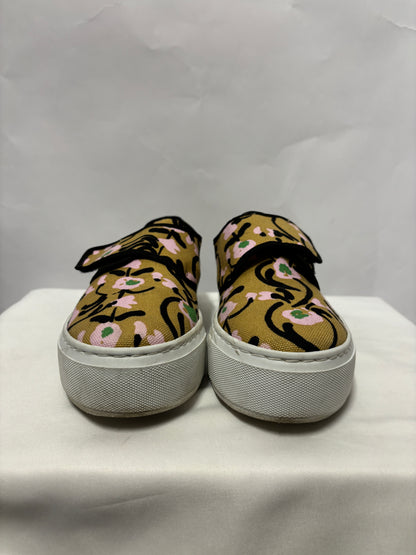 Marimekko Beige and Black Floral Platform Trainers 7