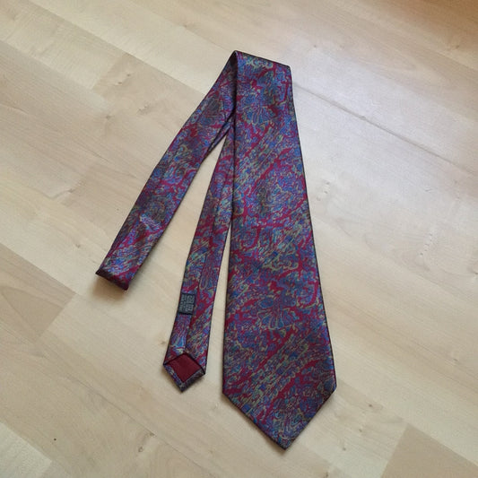 Harrods Multicoloured Red Paisley Patterned Tie 100% Silk