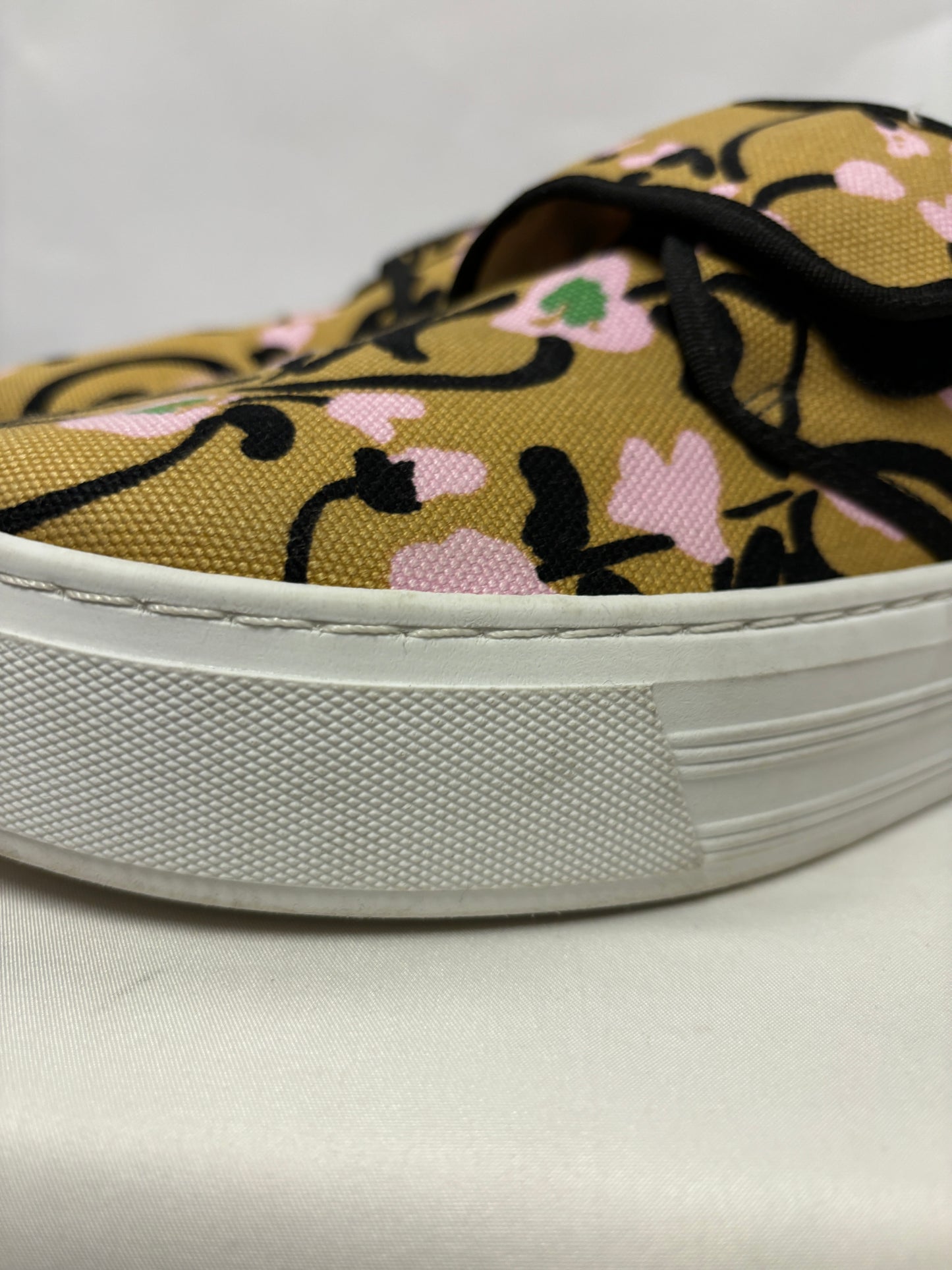 Marimekko Beige and Black Floral Platform Trainers 7