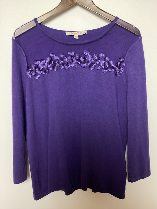 Jacques Vert Beaded Flowers Purple Knit Size M