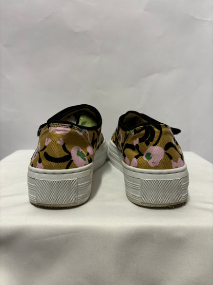 Marimekko Beige and Black Floral Platform Trainers 7