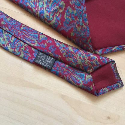 Harrods Multicoloured Red Paisley Patterned Tie 100% Silk