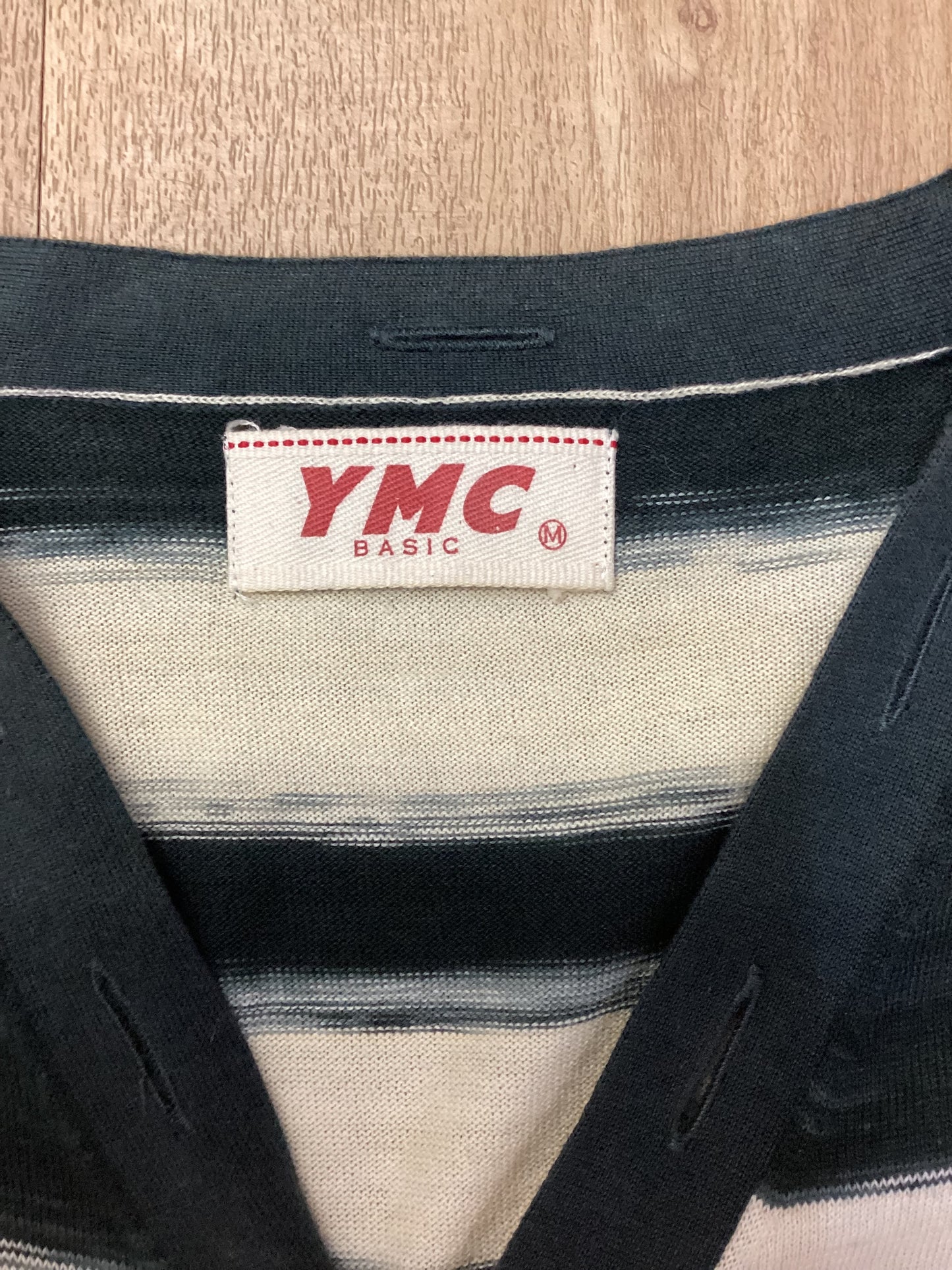 YMC Basic Black and White Striped Cardigan Size M