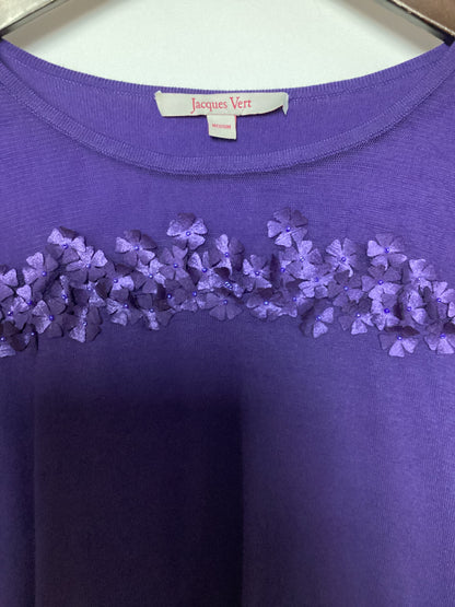 Jacques Vert Beaded Flowers Purple Knit Size M