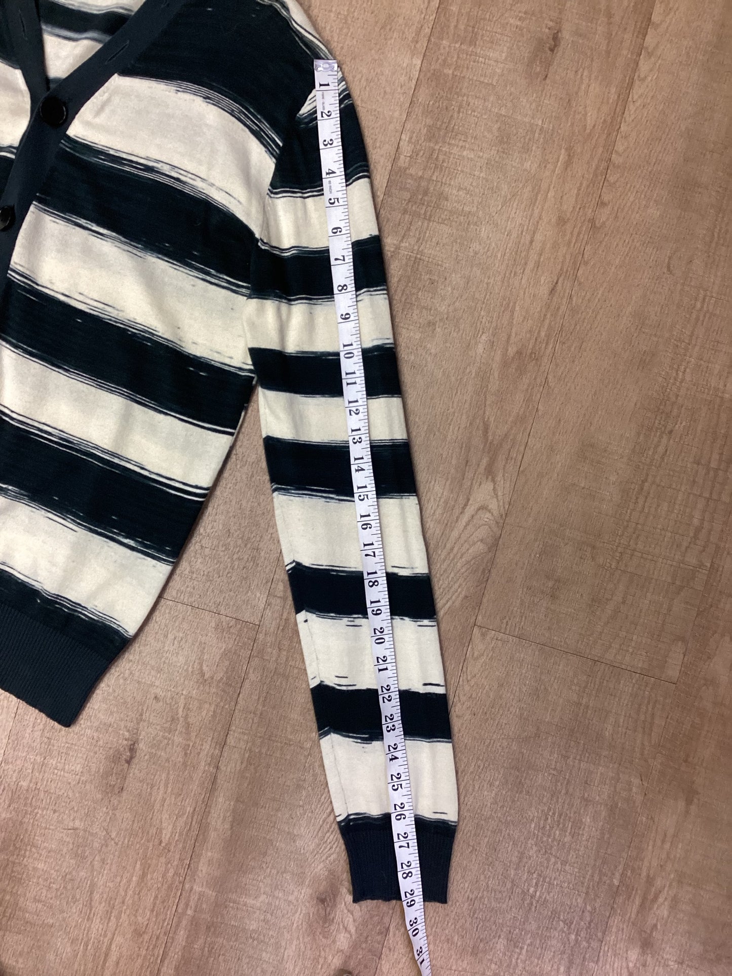 YMC Basic Black and White Striped Cardigan Size M