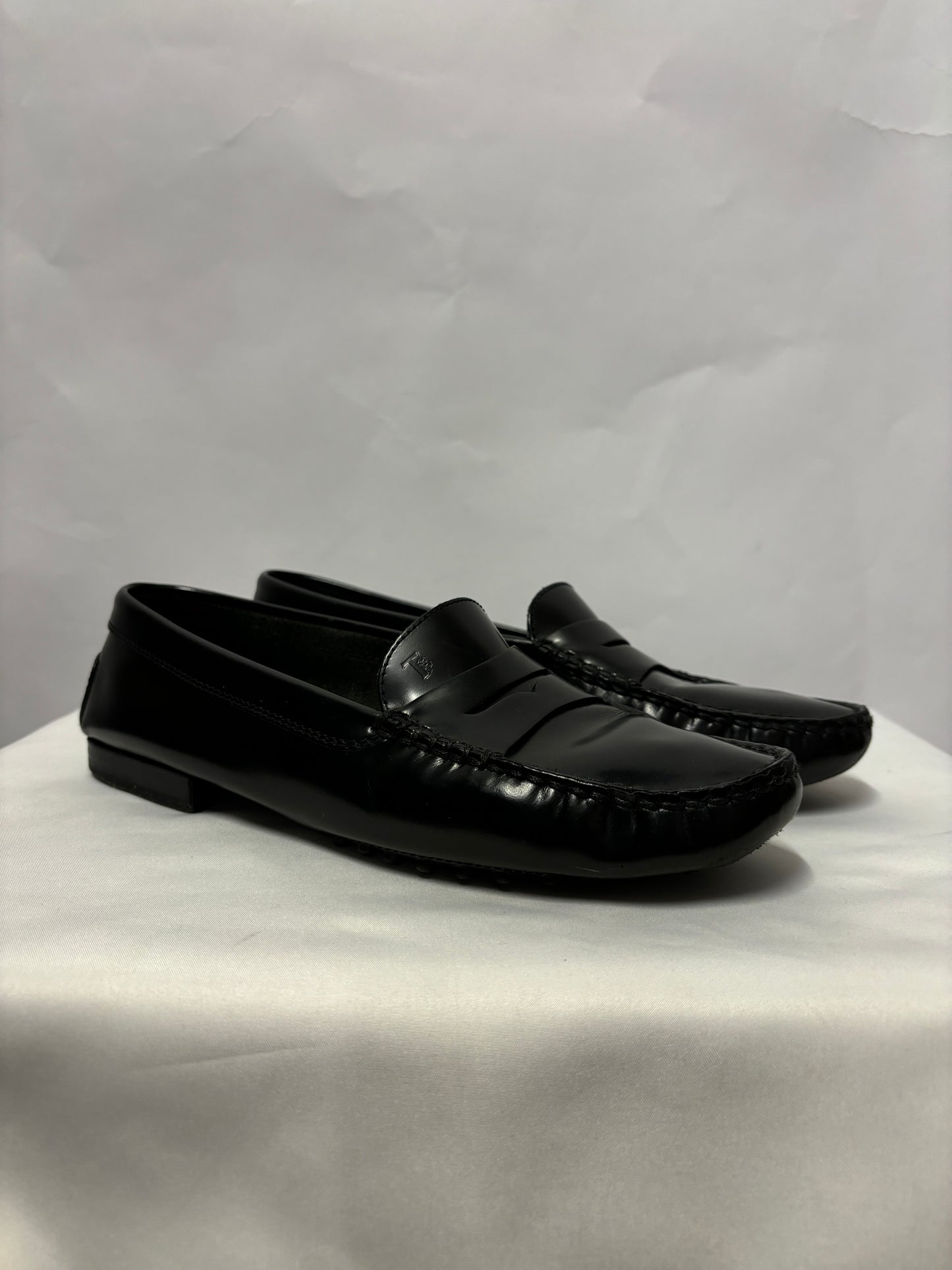 Tod's Black Leather Slip On Driving Shoes in Box 6/39