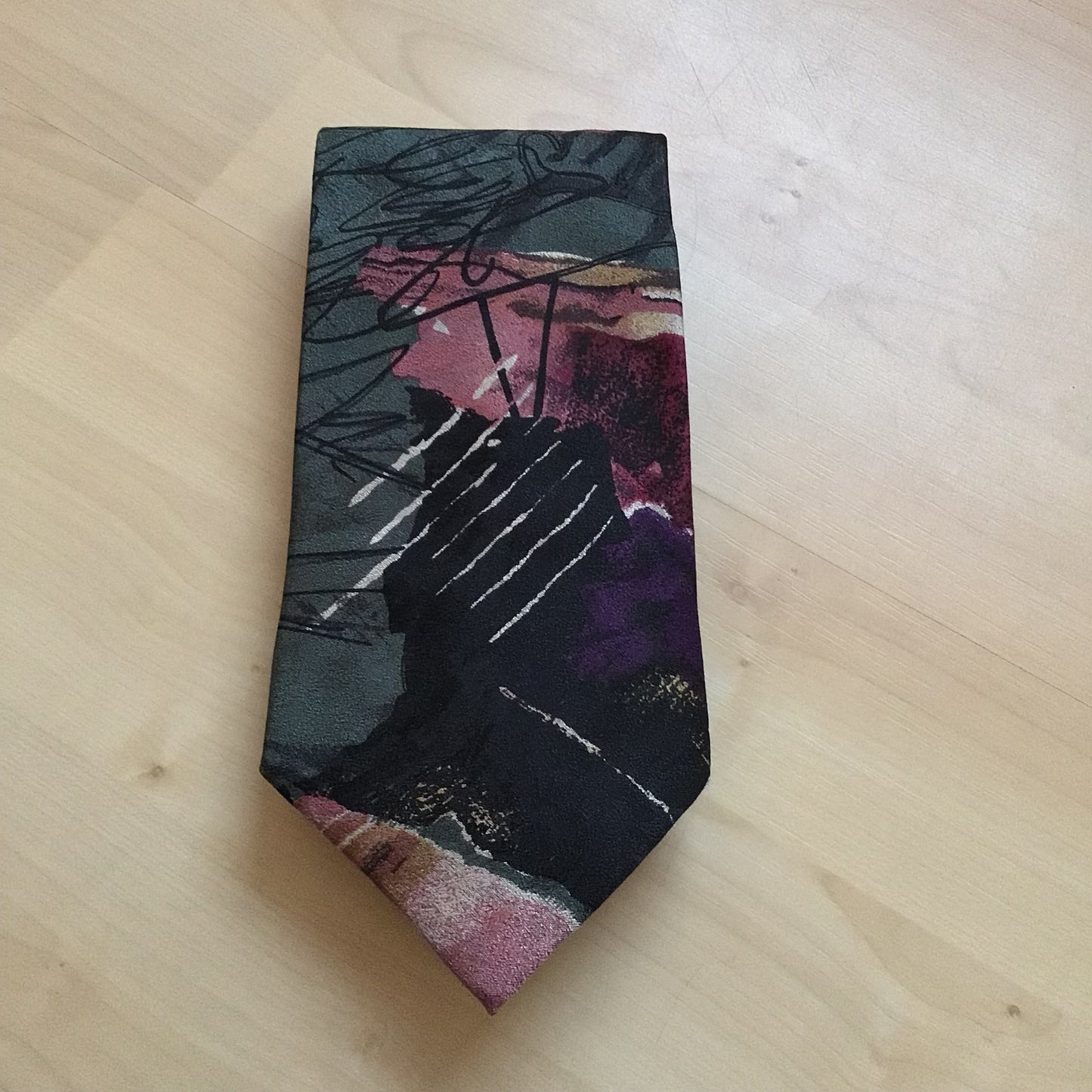 Jaeger Multicoloured Abstract Print Tie 100% Silk Made in Italy
