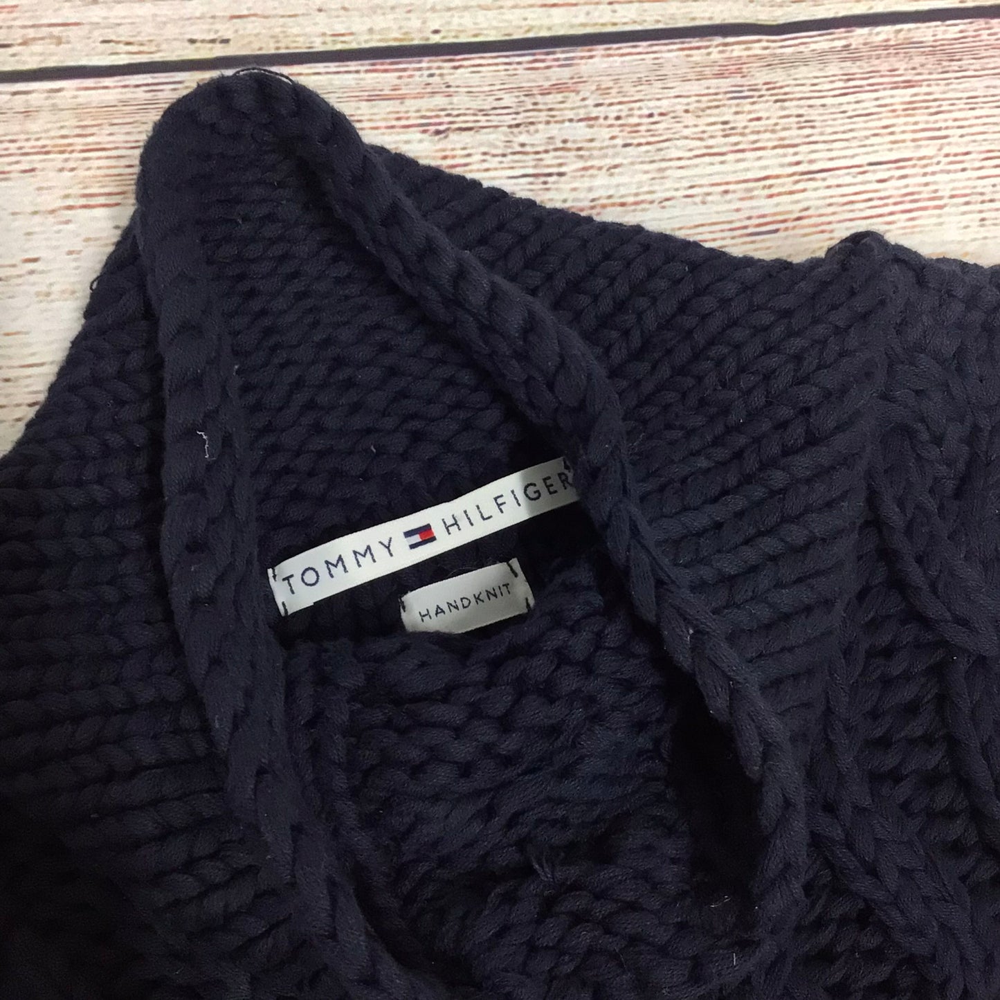 Tommy Hilfiger Navy Blue High Neck Cable Knit Vest Top 100% Cotton Size S