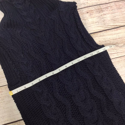 Tommy Hilfiger Navy Blue High Neck Cable Knit Vest Top 100% Cotton Size S