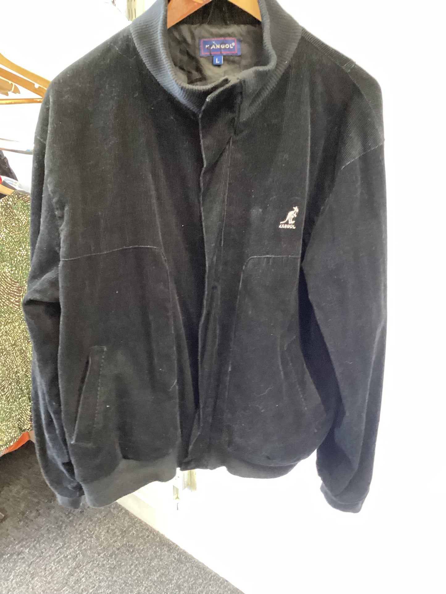 Kangol black swede jacket size large.