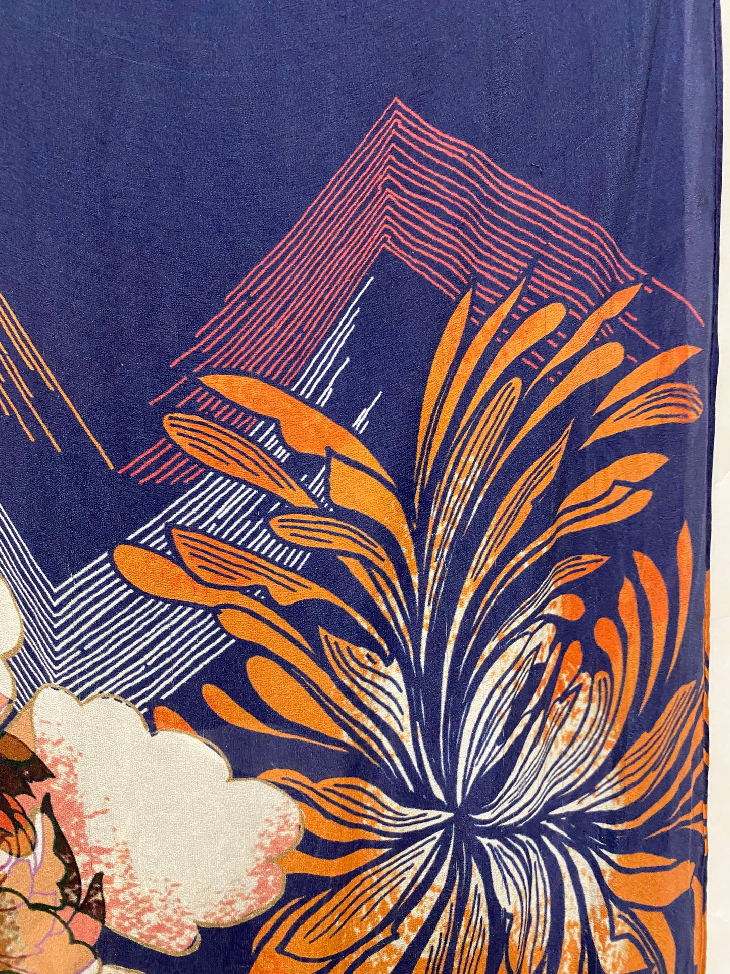 Biba Navy Floral Print Silk Scarf