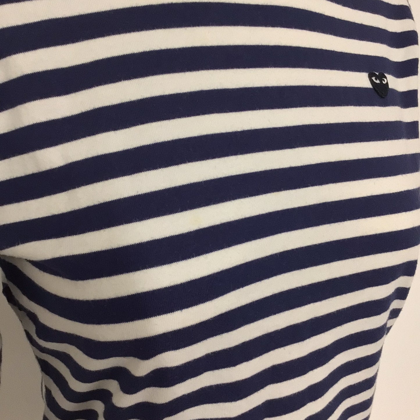 Comme des Garçons PLAY Blue & White Striped Long Sleeved Top 100% Cotton Size S