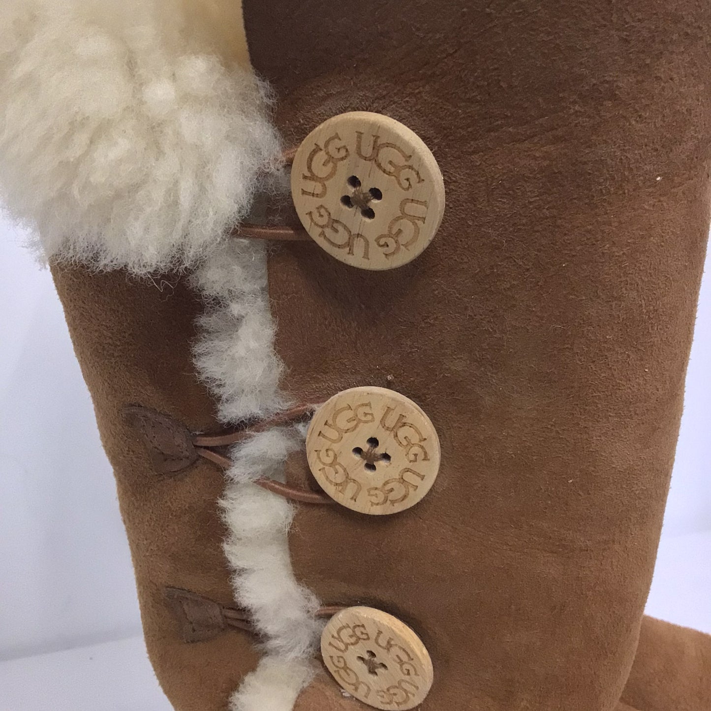 Ugg Australia Tan Brown 3 Button High Suede Shearling Boots Size 5.5 UK