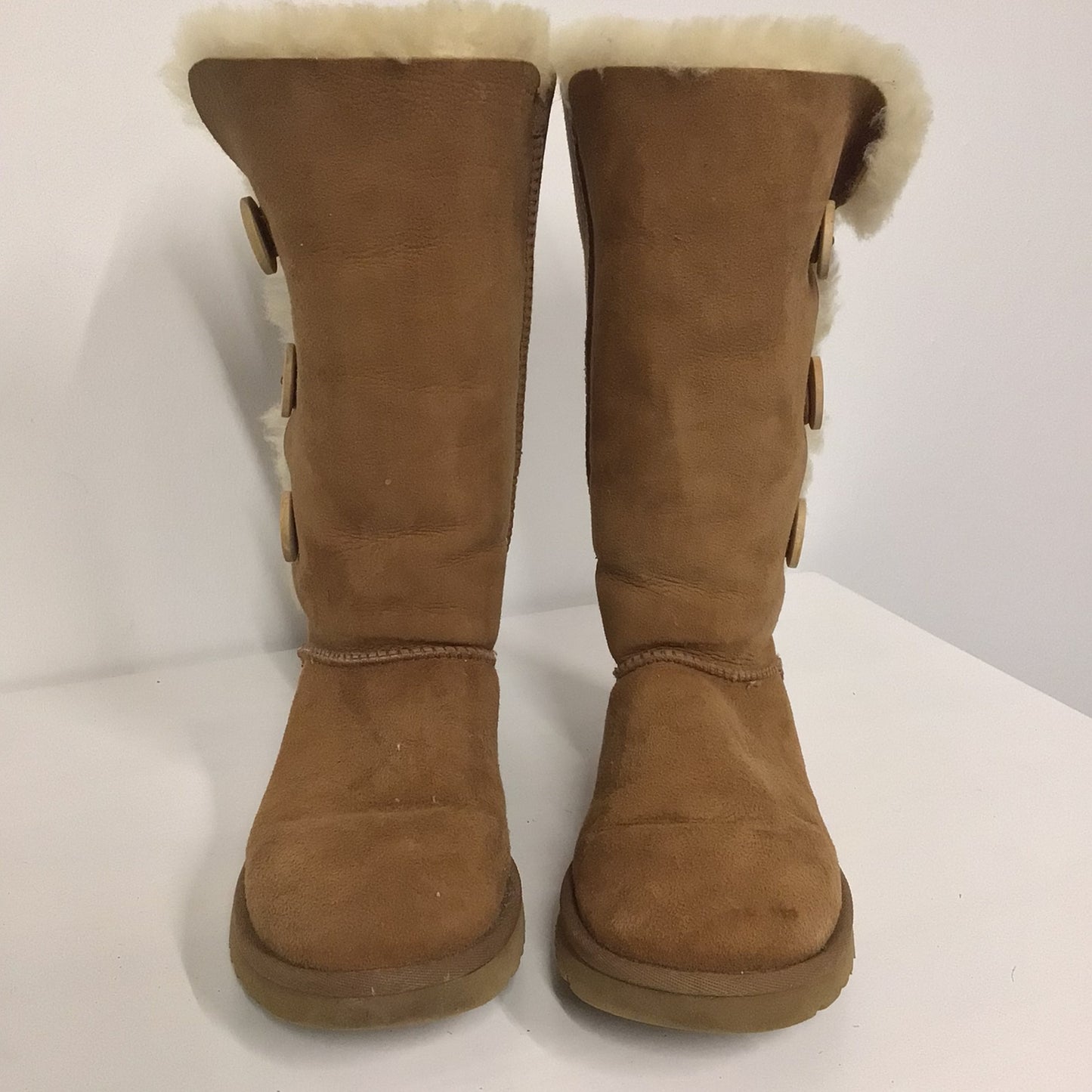 Ugg Australia Tan Brown 3 Button High Suede Shearling Boots Size 5.5 UK