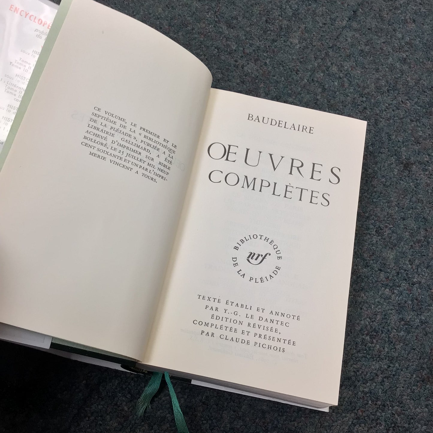 Baudelaire Œuvre Complètes, Bibliothèque de la Pléiade