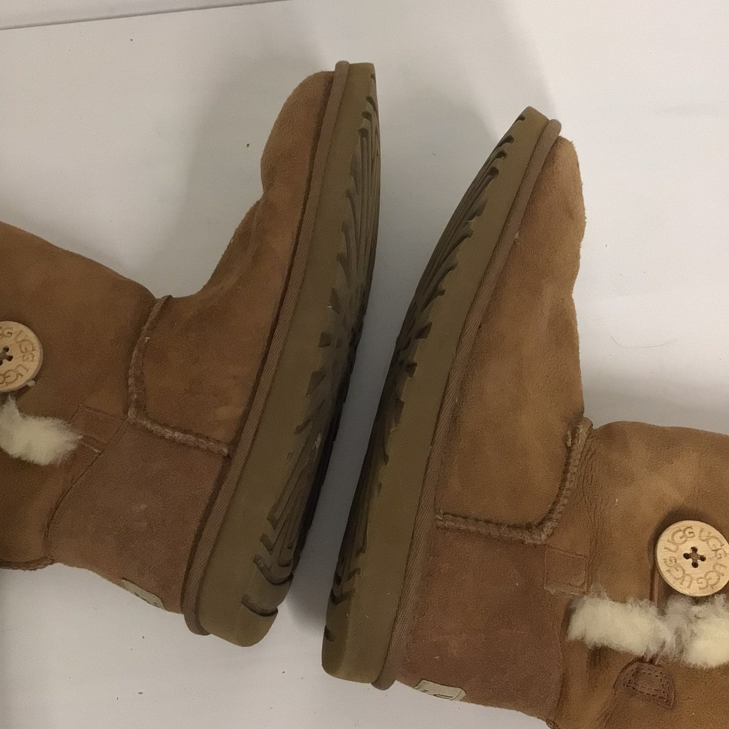 Ugg Australia Tan Brown 3 Button High Suede Shearling Boots Size 5.5 UK