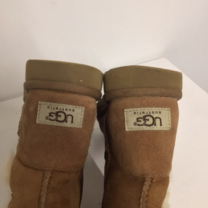 Ugg Australia Tan Brown 3 Button High Suede Shearling Boots Size 5.5 UK