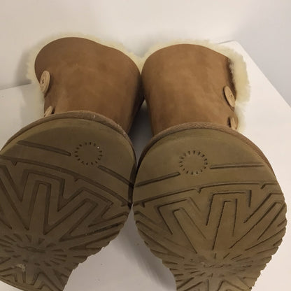 Ugg Australia Tan Brown 3 Button High Suede Shearling Boots Size 5.5 UK