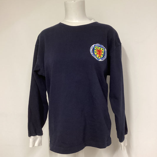 Toffs Scotland 1970s Navy Blue Retro Home Long Sleeve Football Top Size M