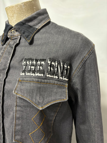 People of An Nation Grey Denim Cropped Jacket Small